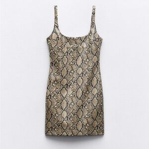 Zara Brown and Tan Snake Print Mini Dress